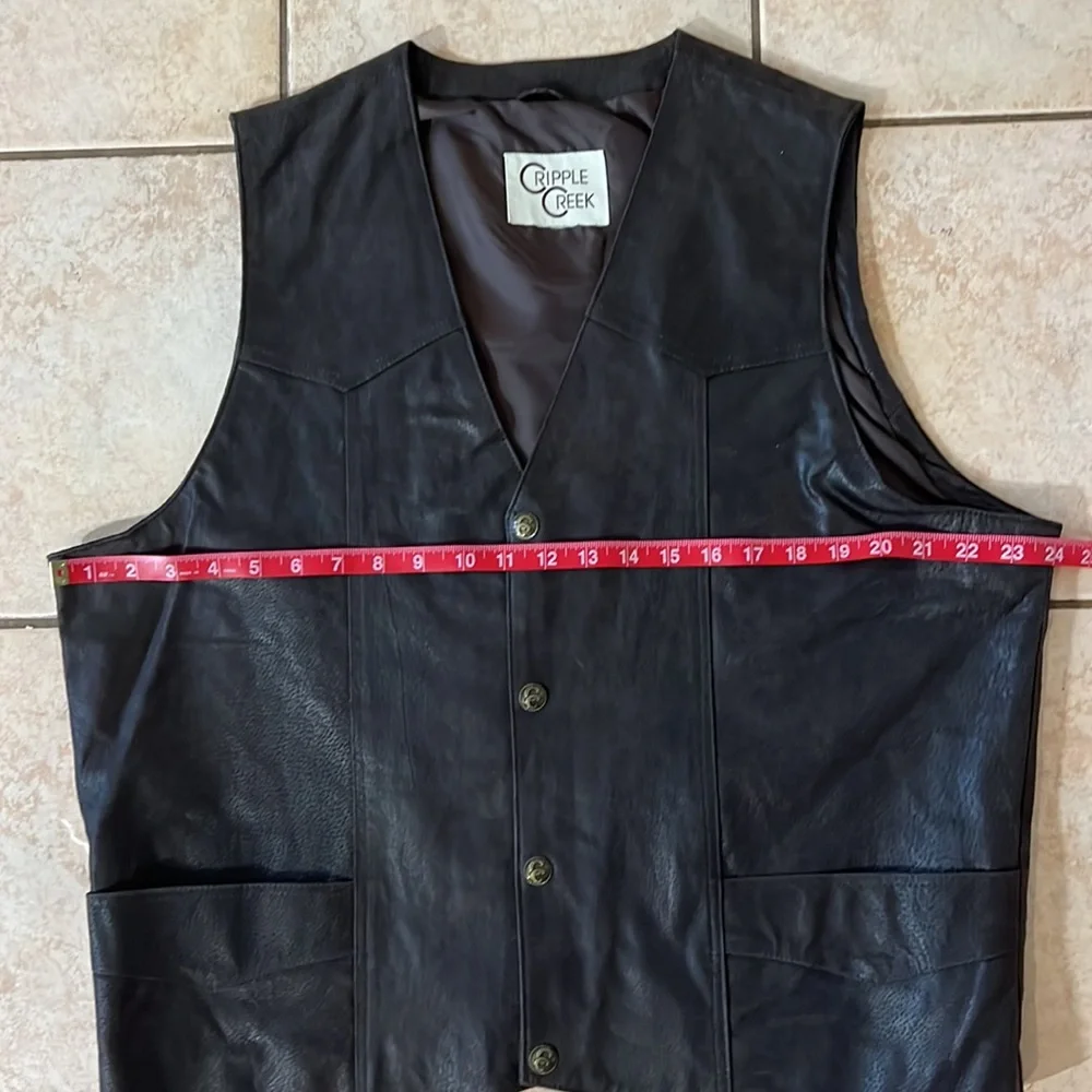Men’s Antique Suede Leather Vest‎ Snap Buttons Espresso Brown, Sz Large